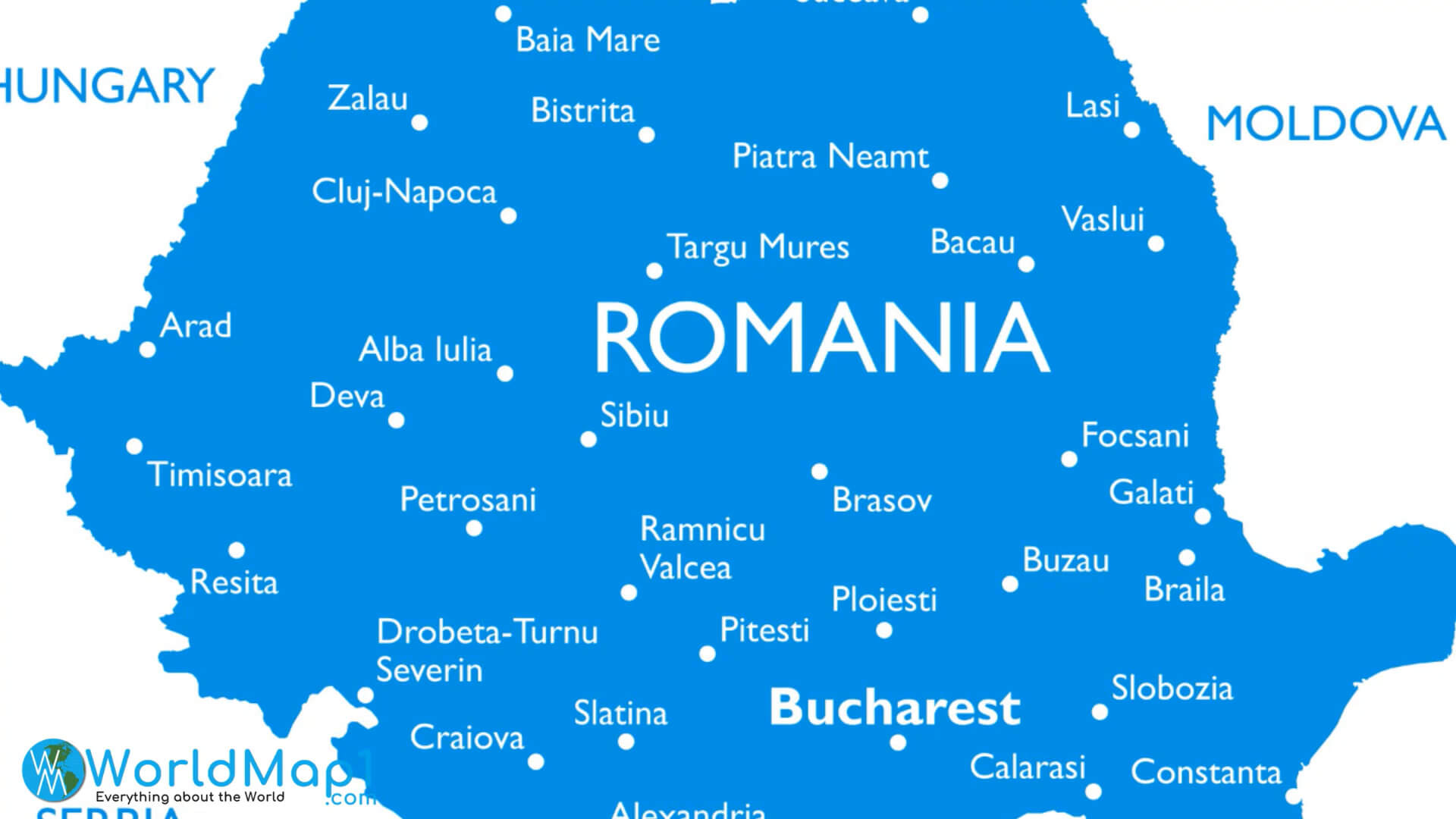 Romania Main Cities Map
